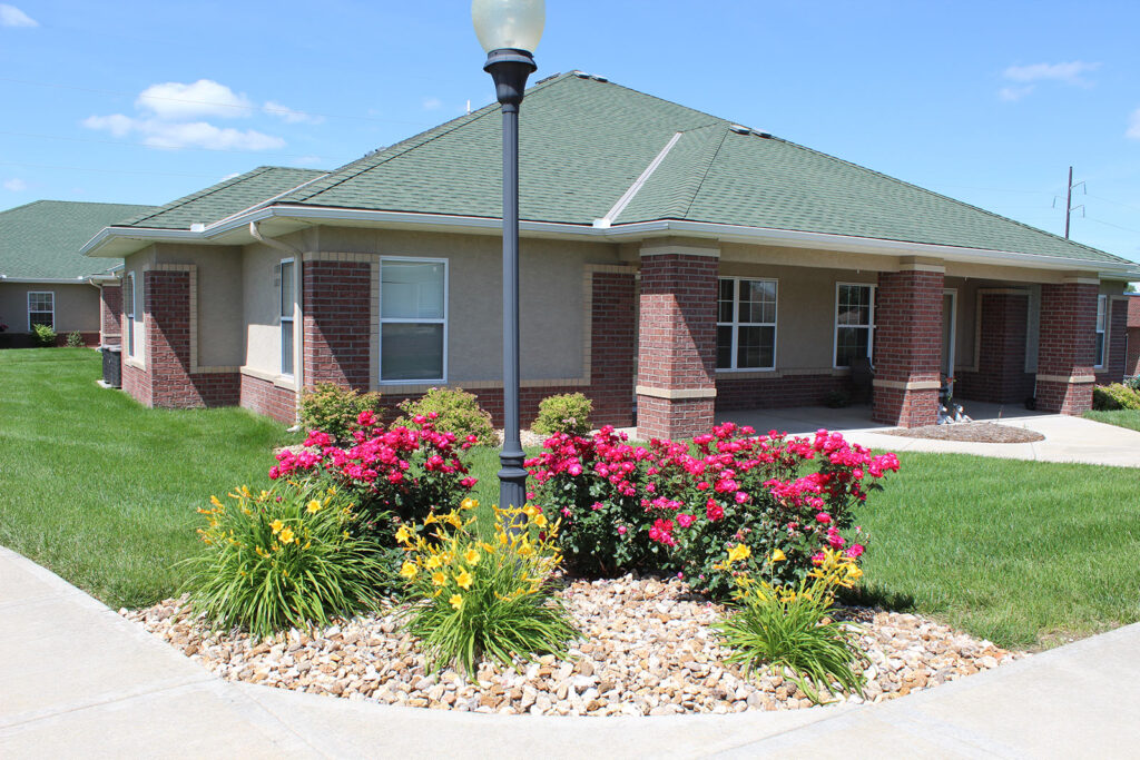A second view of Blue Branch Manor single-story ranch Exterior view of Blue Branch Manor homes and grounds